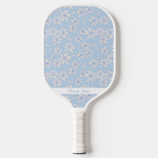 Blue Daisy Floral Pattern Personalised Name Cute Pickleball Paddle
