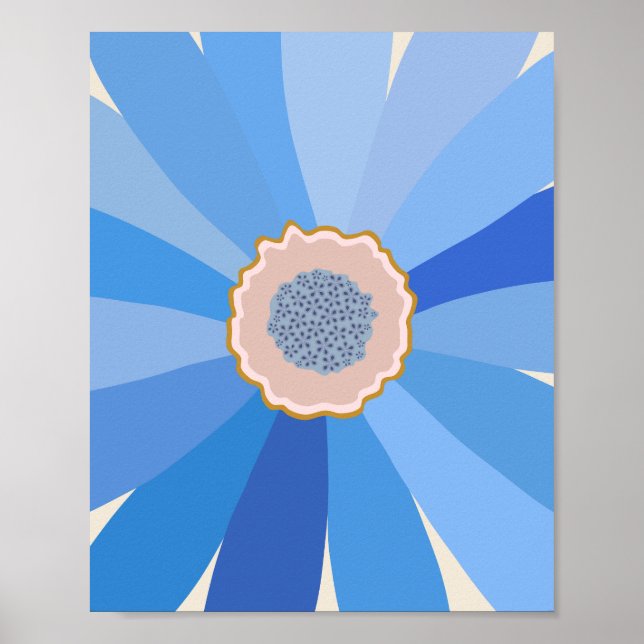Blue Daisy Floral Poster (Front)