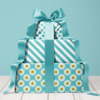 Blue Daisy Floral Stripes Polka Dot 