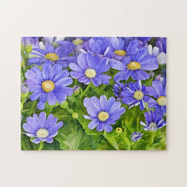 Blue Daisy Flower Art Puzzle (Horizontal)