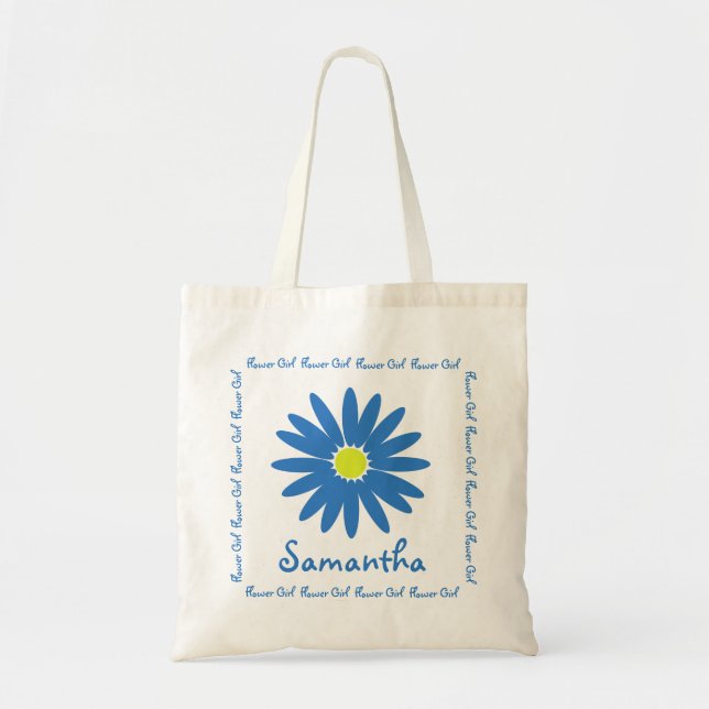 Blue Daisy Flower Girl Tote Bag (Front)