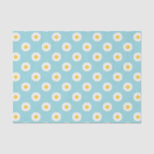 Blue Daisy Flower Pattern Tissue Paper