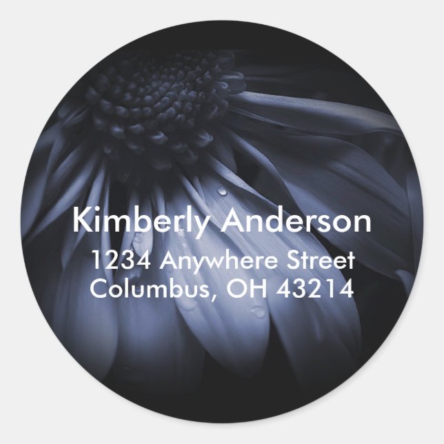Blue Daisy Flower Return Address Labels (Front)