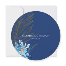 Blue Daisy Flower RSVP Card 3