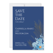 Blue Daisy Flowers Wedding Save the Date