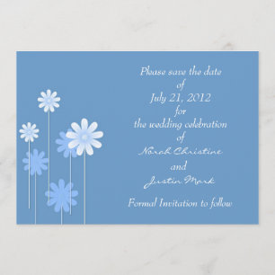 Blue Daisy Formal Save The Date Postcard