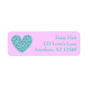Blue Daisy Heart Return Address Label