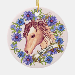 Blue Daisy Horse ornament