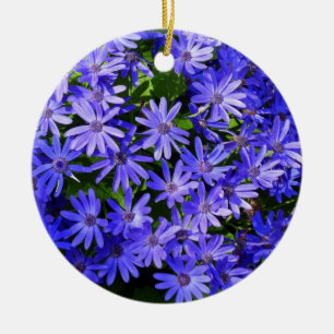 Blue Daisy-like Flowers Nature Photography Ceramic Ornament