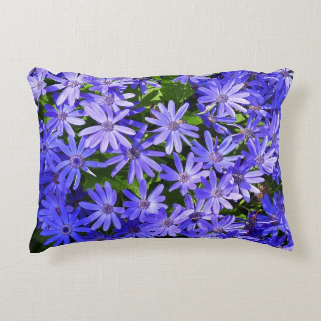 Blue Daisy-like Flowers Nature Photography Decorative Cushion (Front)