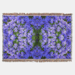 Blue Daisy-like Flowers Nature Photography Throw Blanket