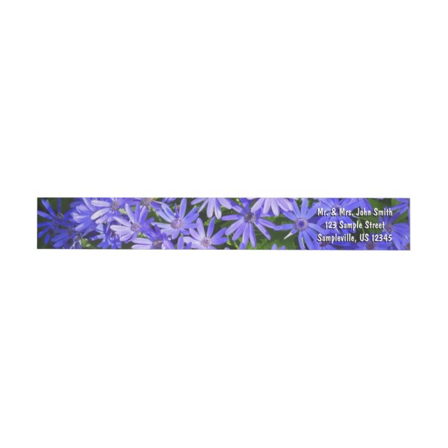 Blue Daisy-like Flowers Nature Photography Wrap Around Label (Individual)