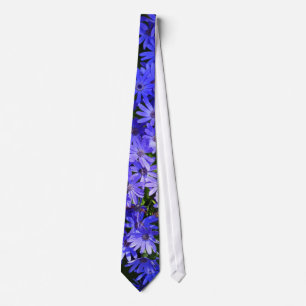 Blue Daisy-like Flowers Tie
