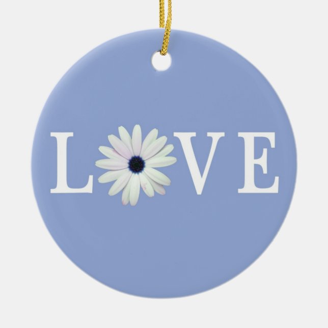 Blue Daisy Love Ornament (Front)