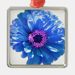 Blue Daisy Metal Ornament