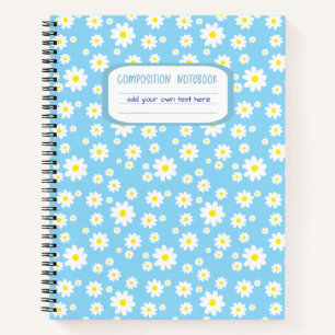 Blue Daisy Print Composition Notebook
