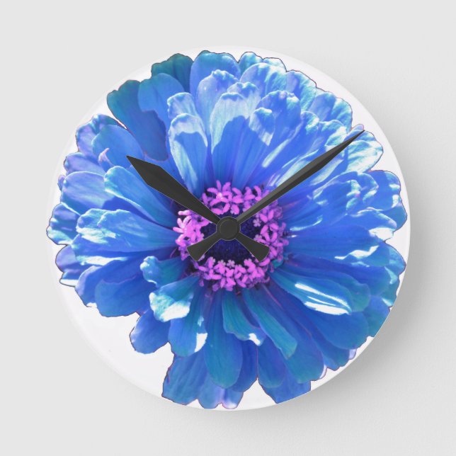 Blue Daisy Round Clock (Front)