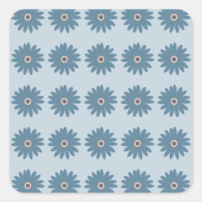 Blue Daisy Square Sticker (Front)