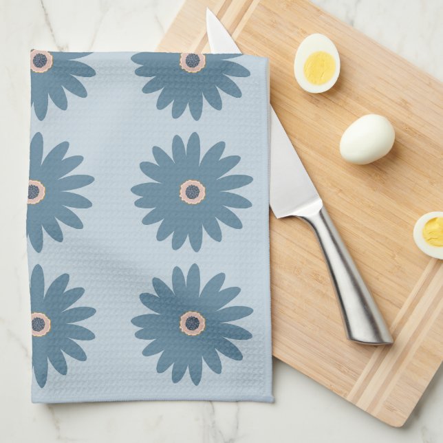 Blue Daisy Tea Towel (Quarter Fold)