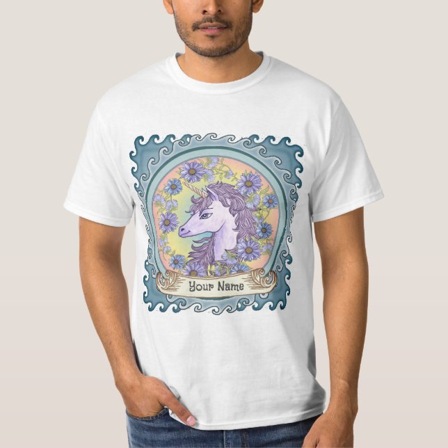 Blue Daisy Unicorn T-Shirt (Front)