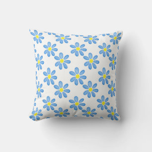 Blue Daisy Watercolor Pattern 2 Cushion