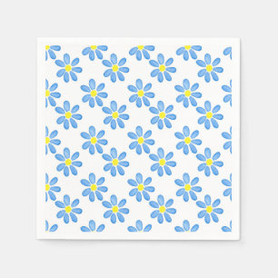 Blue Daisy Watercolor Pattern Napkin