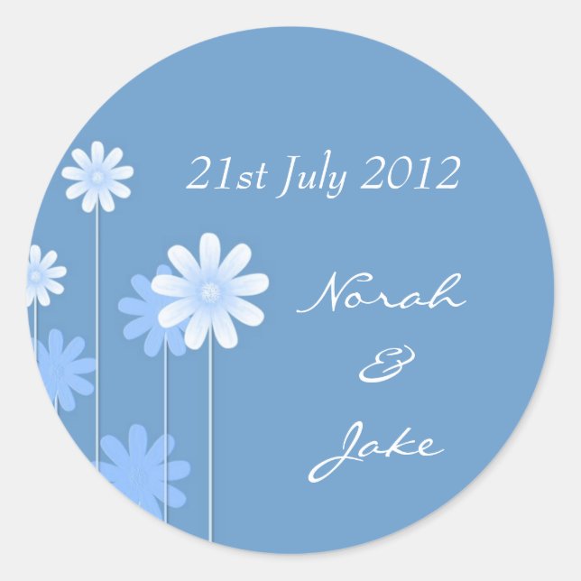 Blue Daisy Wedding Envelope Seal (Front)