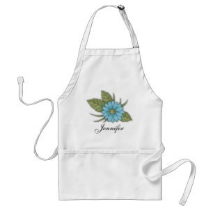Blue Daisy with Name Standard Apron