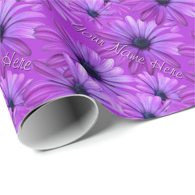 Blue Daisy Wrapping Paper Personalised Gift Paper (Roll Corner)