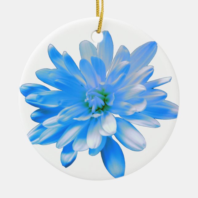 Blue daisy, zinnia, sunflower  ceramic ornament (Front)