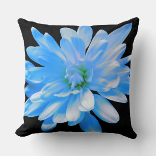 Blue daisy, zinnia, sunflower cushion