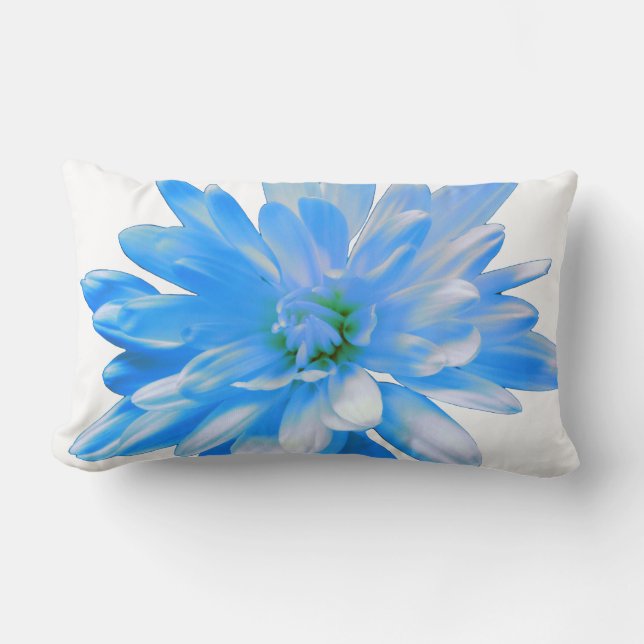 Blue daisy, zinnia, sunflower lumbar cushion (Front)