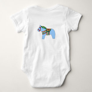 Blue Dala Horse Baby Bodysuit