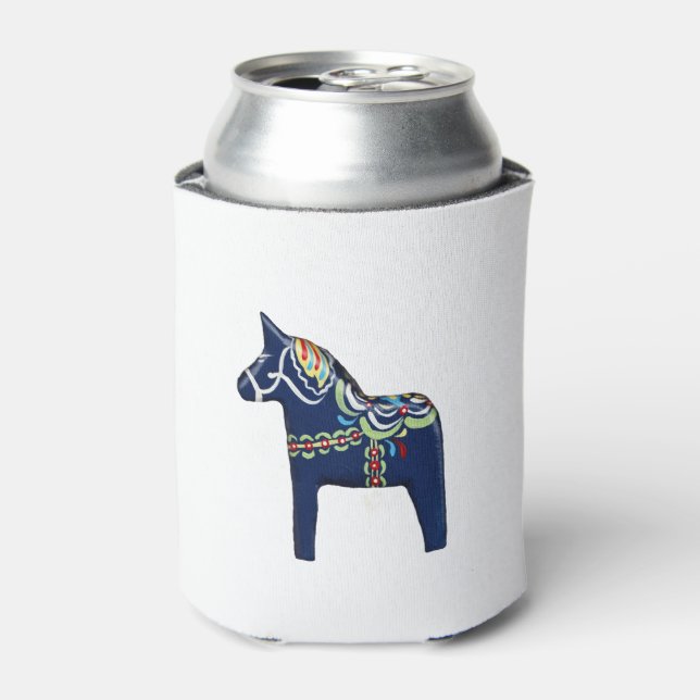 Blue Dala Horse Can Cooler (Can Front)