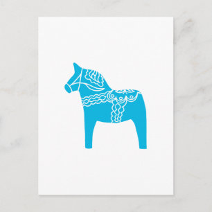 Blue Dala Horse Postcard
