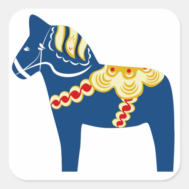 Blue Dala Horse Sticker (Front)