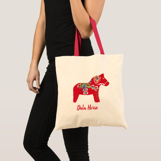 Blue Dala Horse Tote Bag (Front (Product))