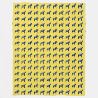 Blue Dala Horses Fleece Blanket