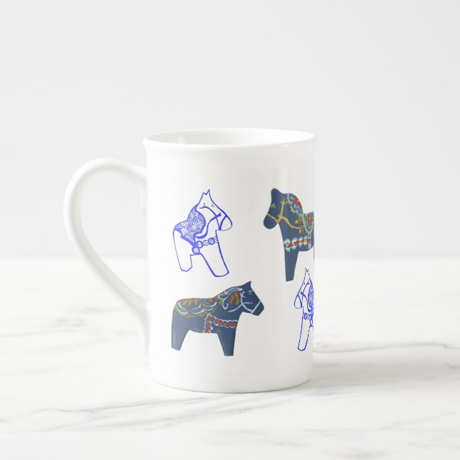 Blue Dala Horses Mug (Left)