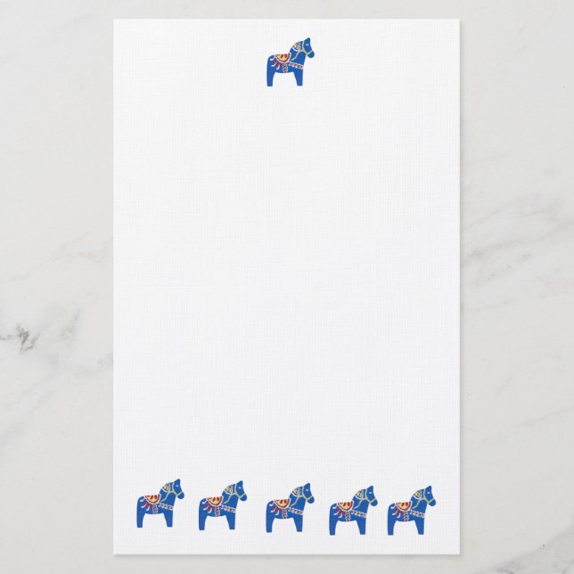 Blue Dala Horses Stationery (Front)