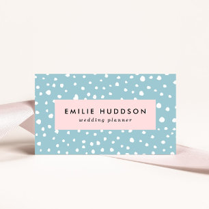 Blue Dalmatian Spots, Dalmatian Dots, Dotted Print Business Card