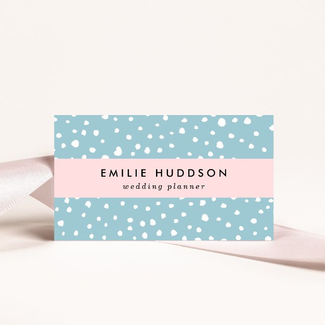 Blue Dalmatian Spots, Dalmatian Dots, Dotted Print Business Card (Creator Uploaded)