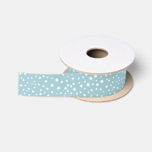 Blue Dalmatian Spots, Dalmatian Dots, Dotted Print Satin Ribbon