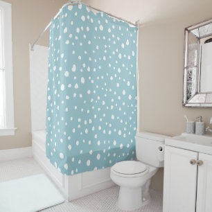 Blue Dalmatian Spots, Dalmatian Dots, Dotted Print Shower Curtain