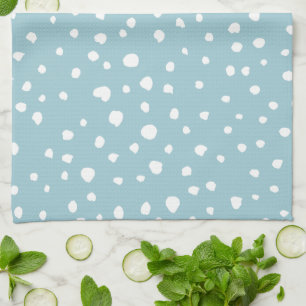 Blue Dalmatian Spots, Dalmatian Dots, Dotted Print Tea Towel