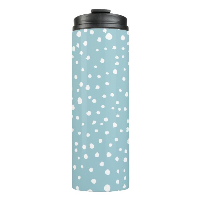 Blue Dalmatian Spots, Dalmatian Dots, Dotted Print Thermal Tumbler (Front)