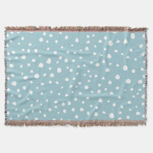Blue Dalmatian Spots, Dalmatian Dots, Dotted Print Throw Blanket