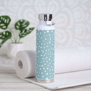Blue Dalmatian Spots, Dalmatian Dots, Dotted Print Water Bottle