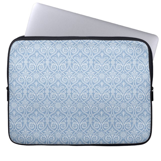 Blue Damaks Pattern Laptop Sleeve (Front)