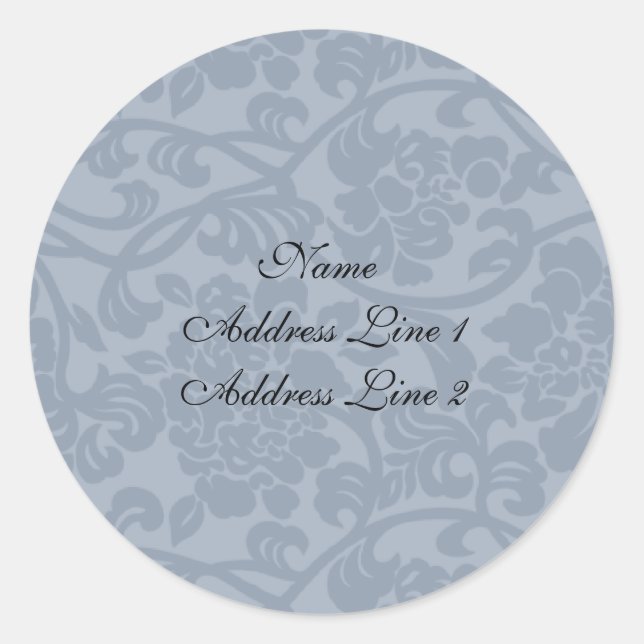 Blue Damask Address Labels (Front)